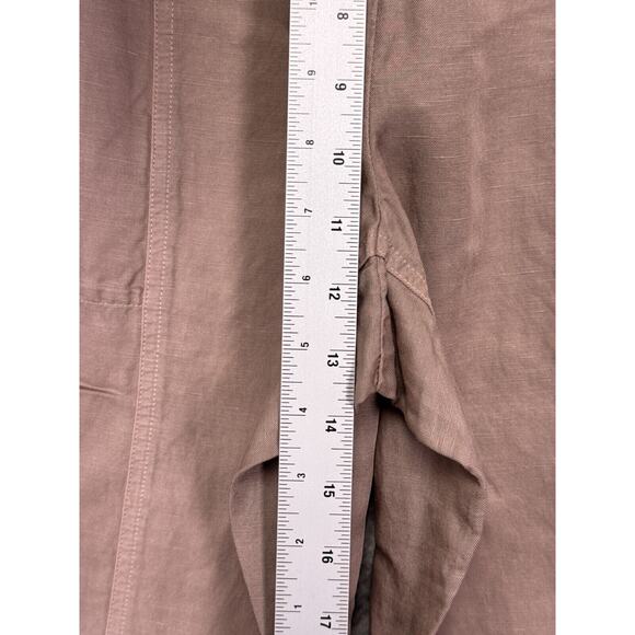 New Eileen Fisher Pants Medium Womens Mocha Brown Linen Ankle Stretch Waist - Picture 4 of 7